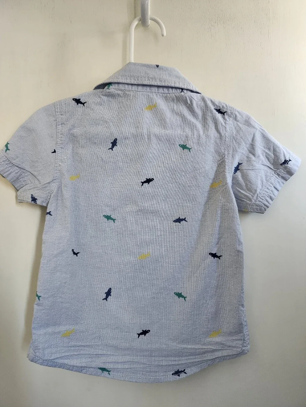 Carter's Light Blue Short-Sleeve Button-Down with Shark Print